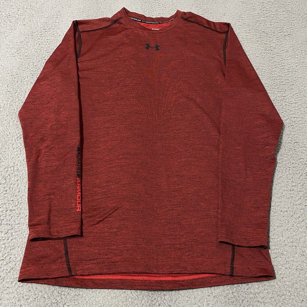 Under Armour Compression Shirt Mens XL Red ColdGear Long Sleeve Pullover Gym